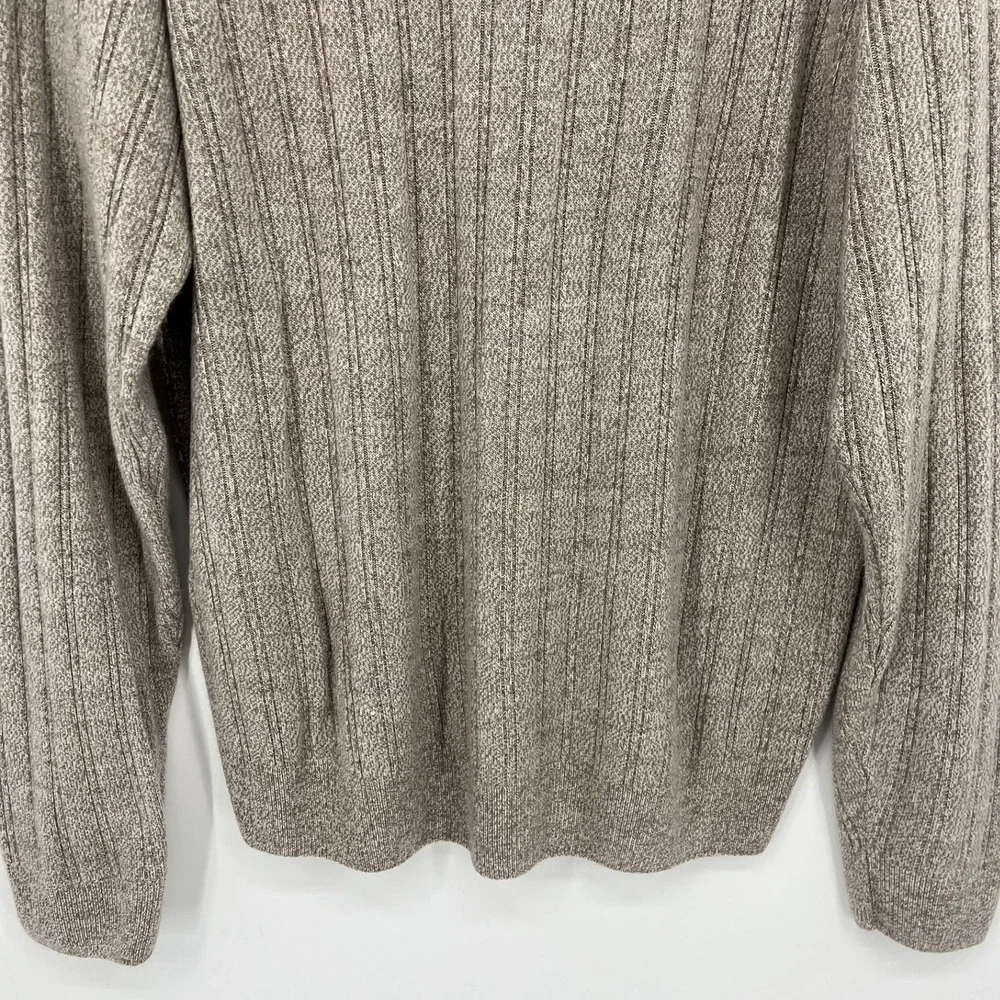 Dockers Mens XLT Tall Heathered Tan Cable Knit Polo Sweater Long Sleeve Vtg 90s